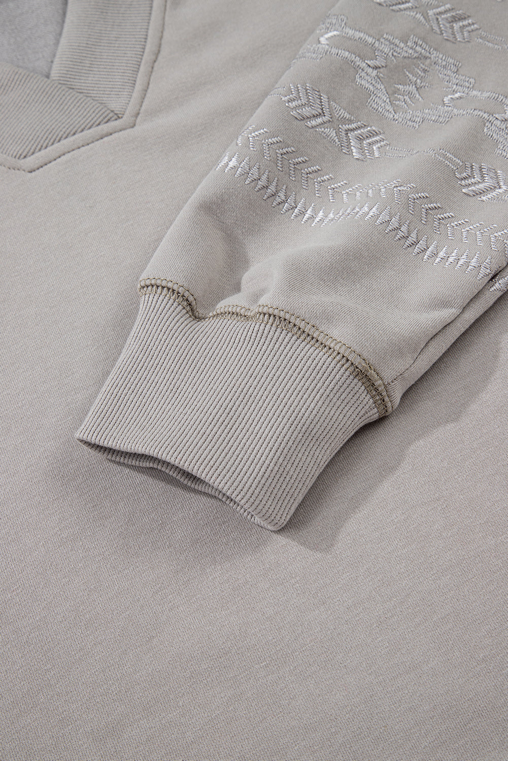 Aztec Embroidered Western V-Neck Sweatshirt