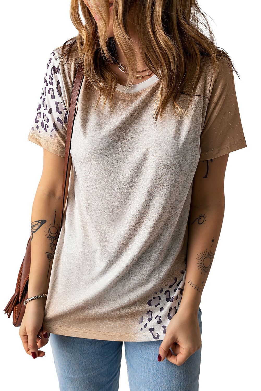 T Shirt for Women Bleached Crew Neck