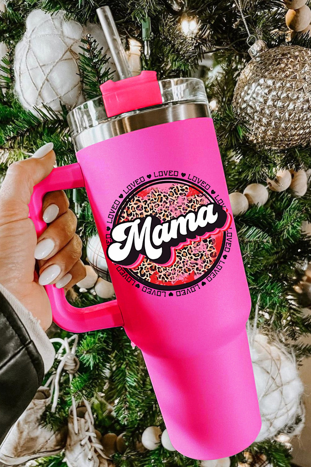Stainless Mama Leopard-Print Steel Insulate Cup with Handle 40oz