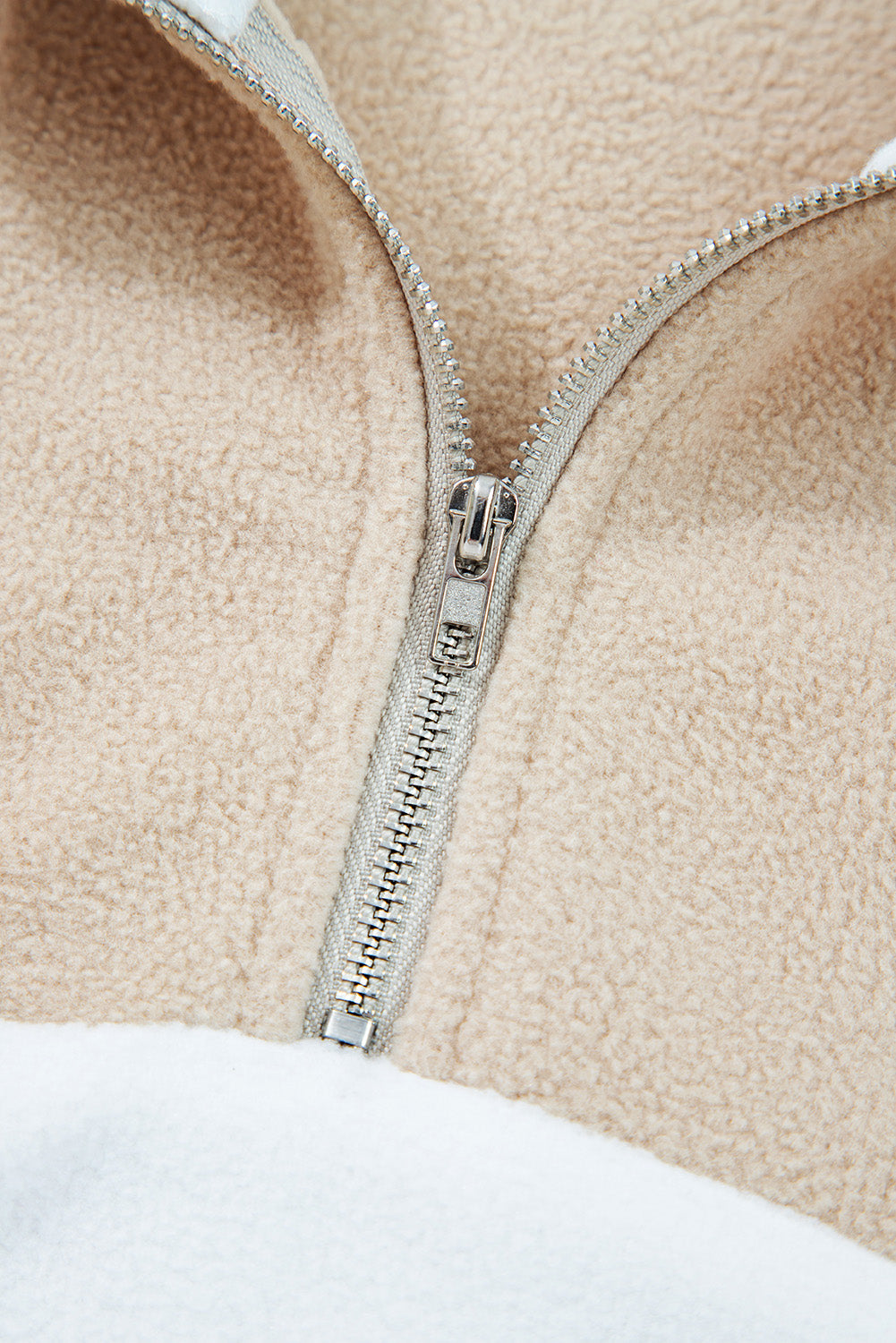 Fleece Zip Colorblock Patchwork Neck Pullover Sweatshirt