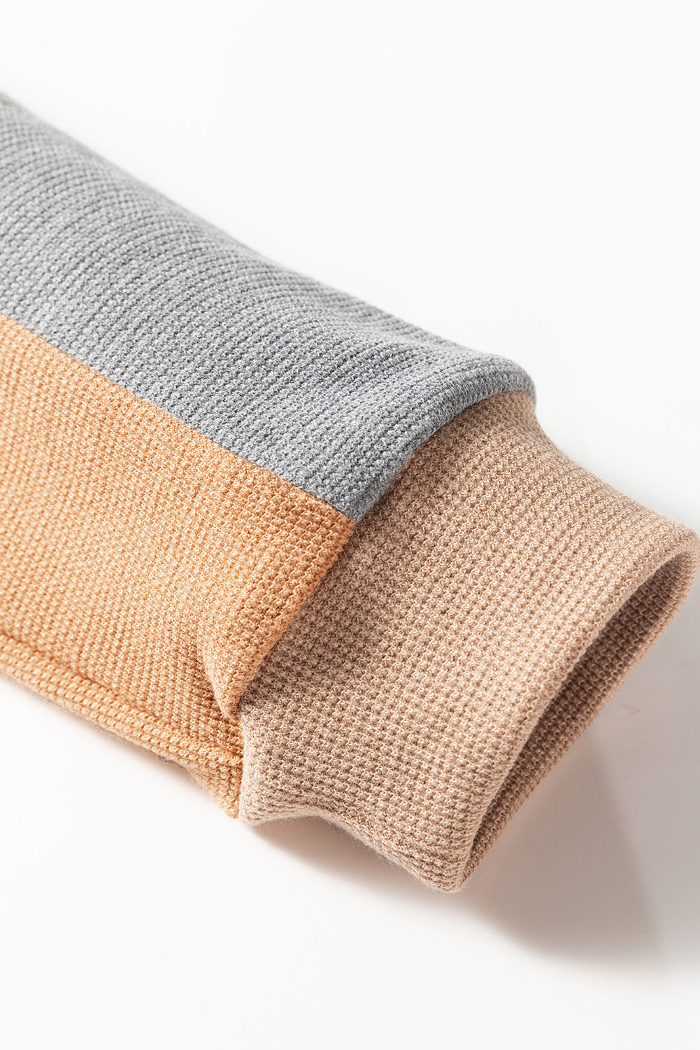 Colorblock Thermal Textured Knit Drop-Shoulder Henley Top