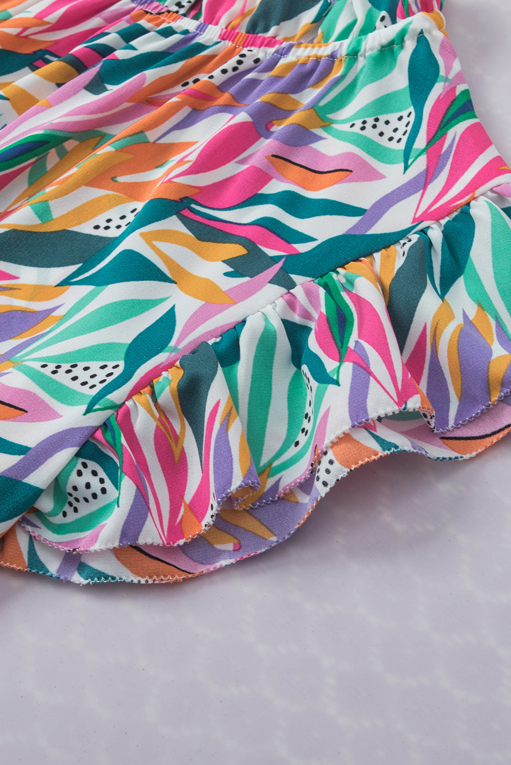 Women's Blouse with Print Ruffle-Trimmed Floral-Print