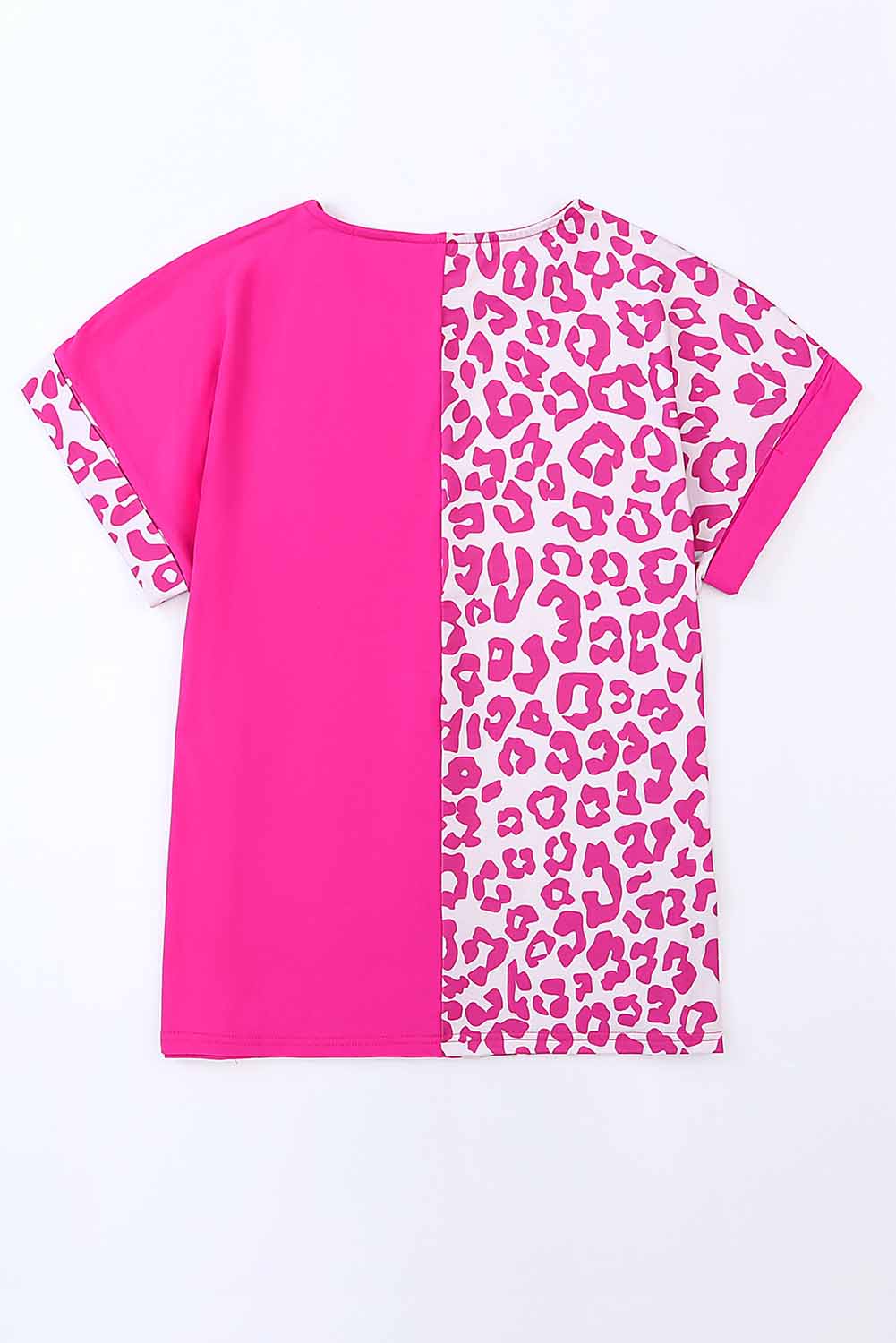 Women's Top with Patchwork Half Leopard-Print