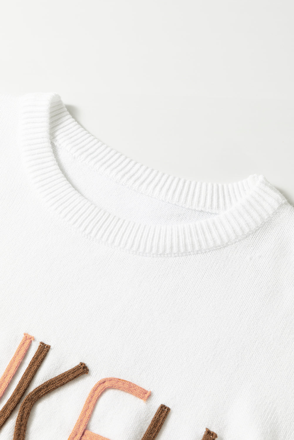Plus Size Thankful Ivory Embroidered Sweater