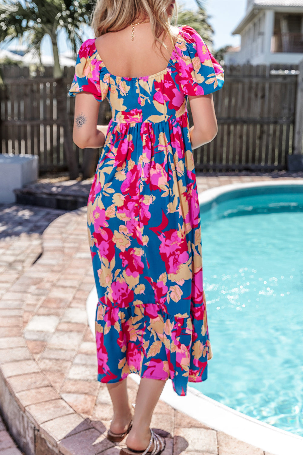 Women's Dresses with Square Neck Bubble Sleeve