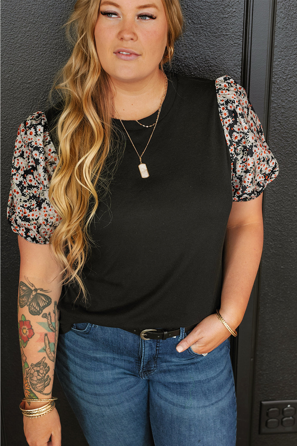 Women's Top with Daisy Plus Size Tunic