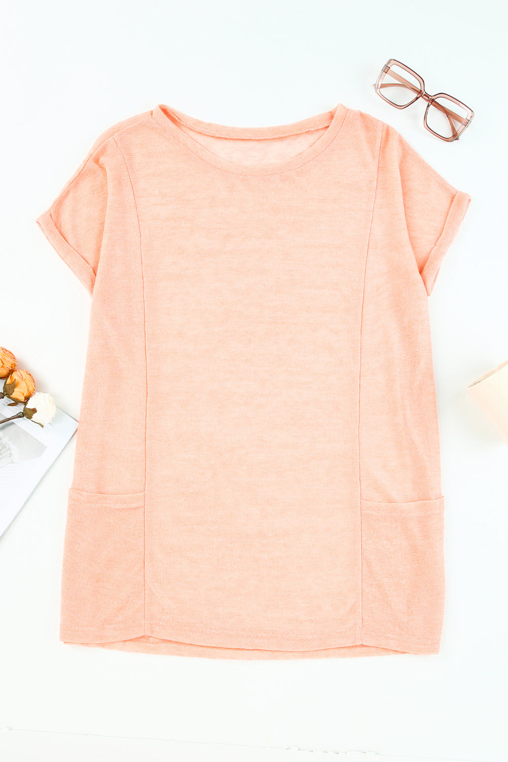Women's Beach Cover Relaxed Fit Pockets Short-Sleeve Up