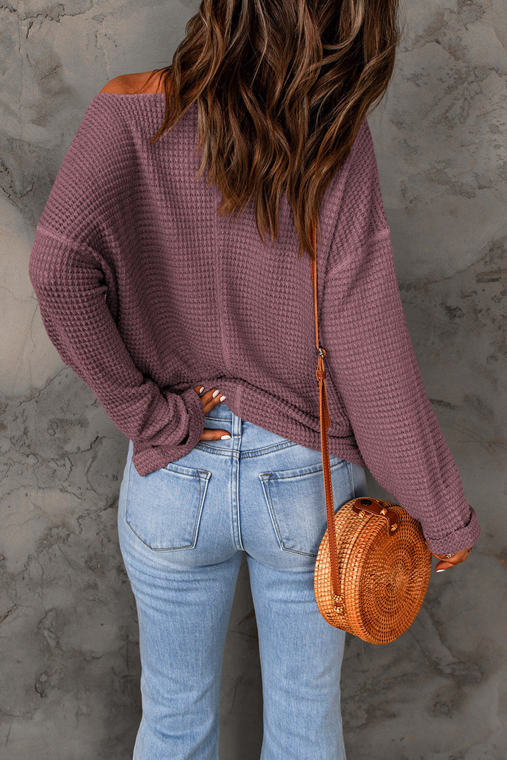Top for Women Loose Long-Sleeve Knitted