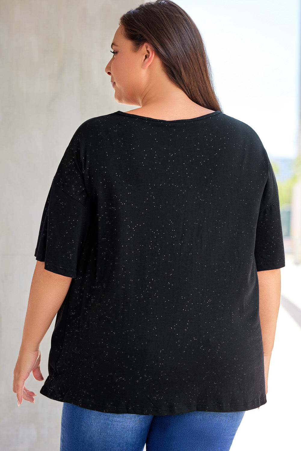 Women's T-shirt with Plus Size Pocket-Detail Splatter Allover