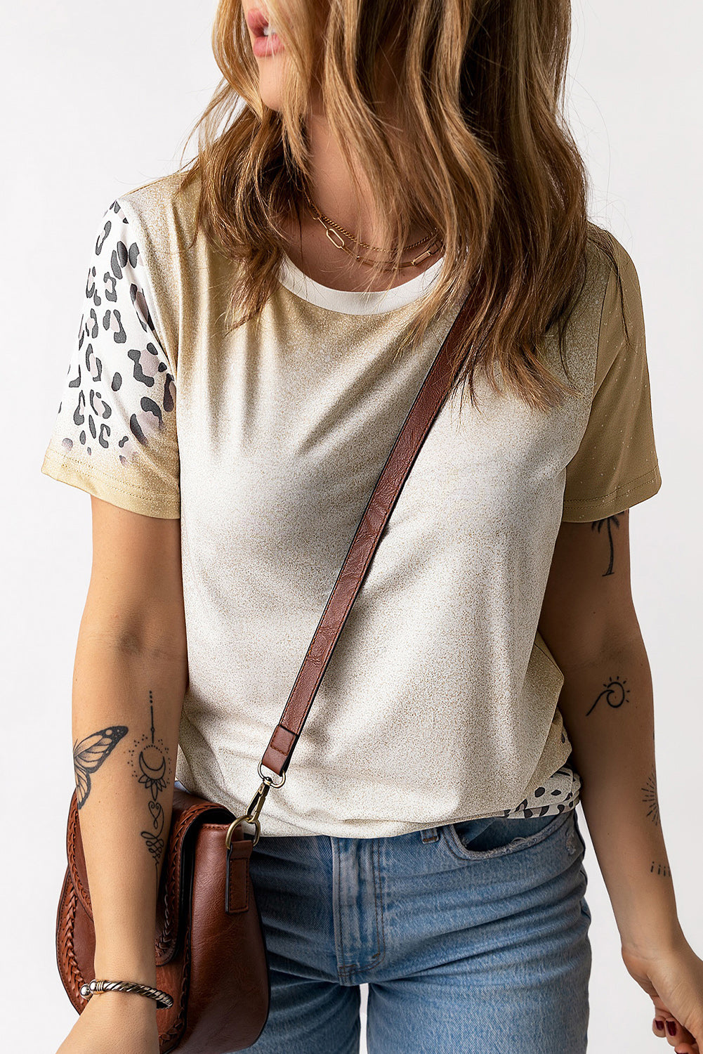 T Shirt for Women Bleached Crew Neck