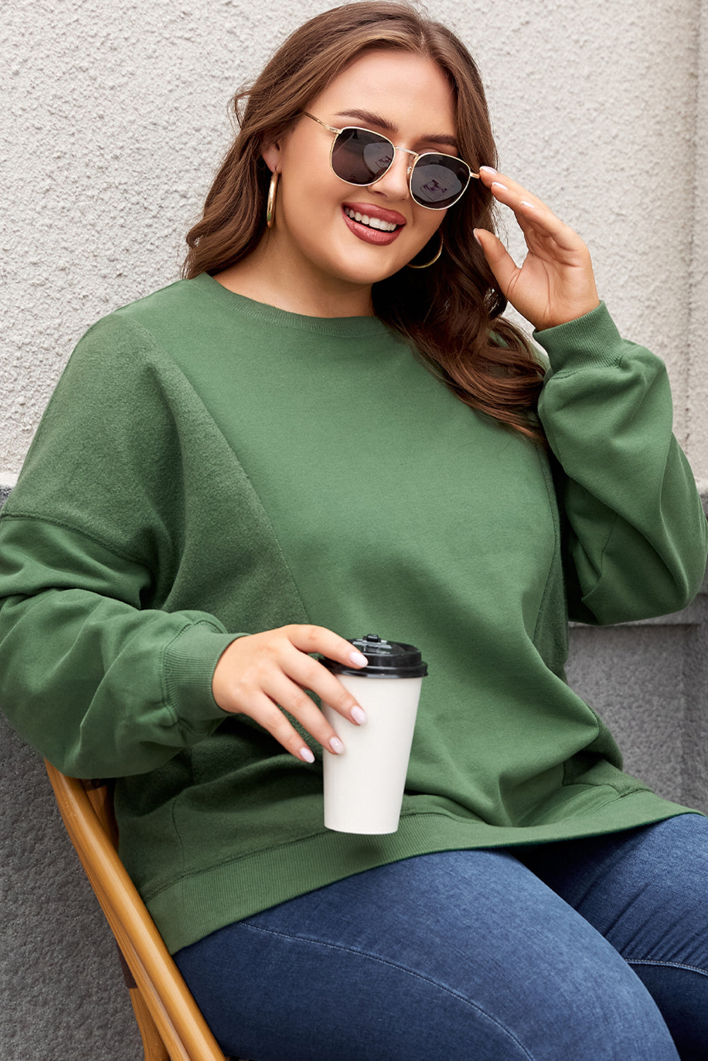 Women's Sweatshirt Featuring Crew Neck Plus Size