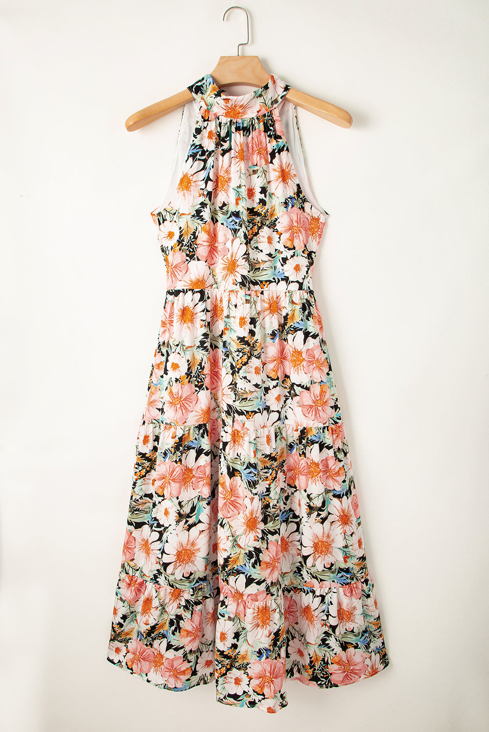 Women's Bohemian Floral-Print Knotted Halter Maxi Dress