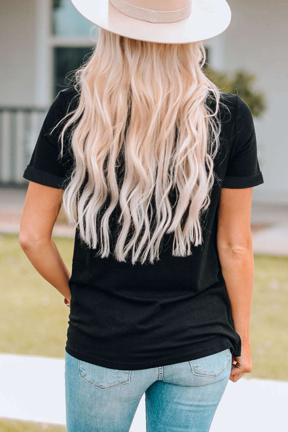 Women's T-shirt Featuring HEY COWBOY Graphic-Print Crew Neck