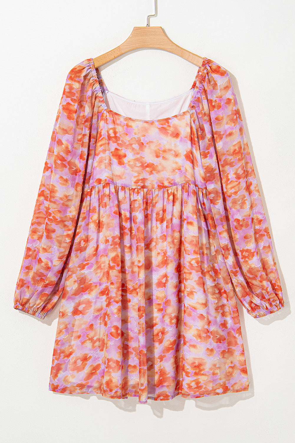 Floral Print Square Neck High Waist Mini Dress