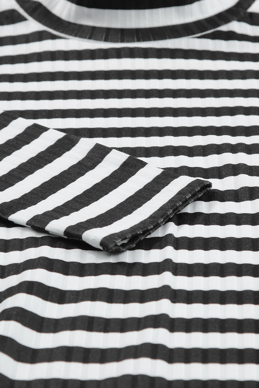 Women's Tee with Long-Sleeve Striped Textured Knitted