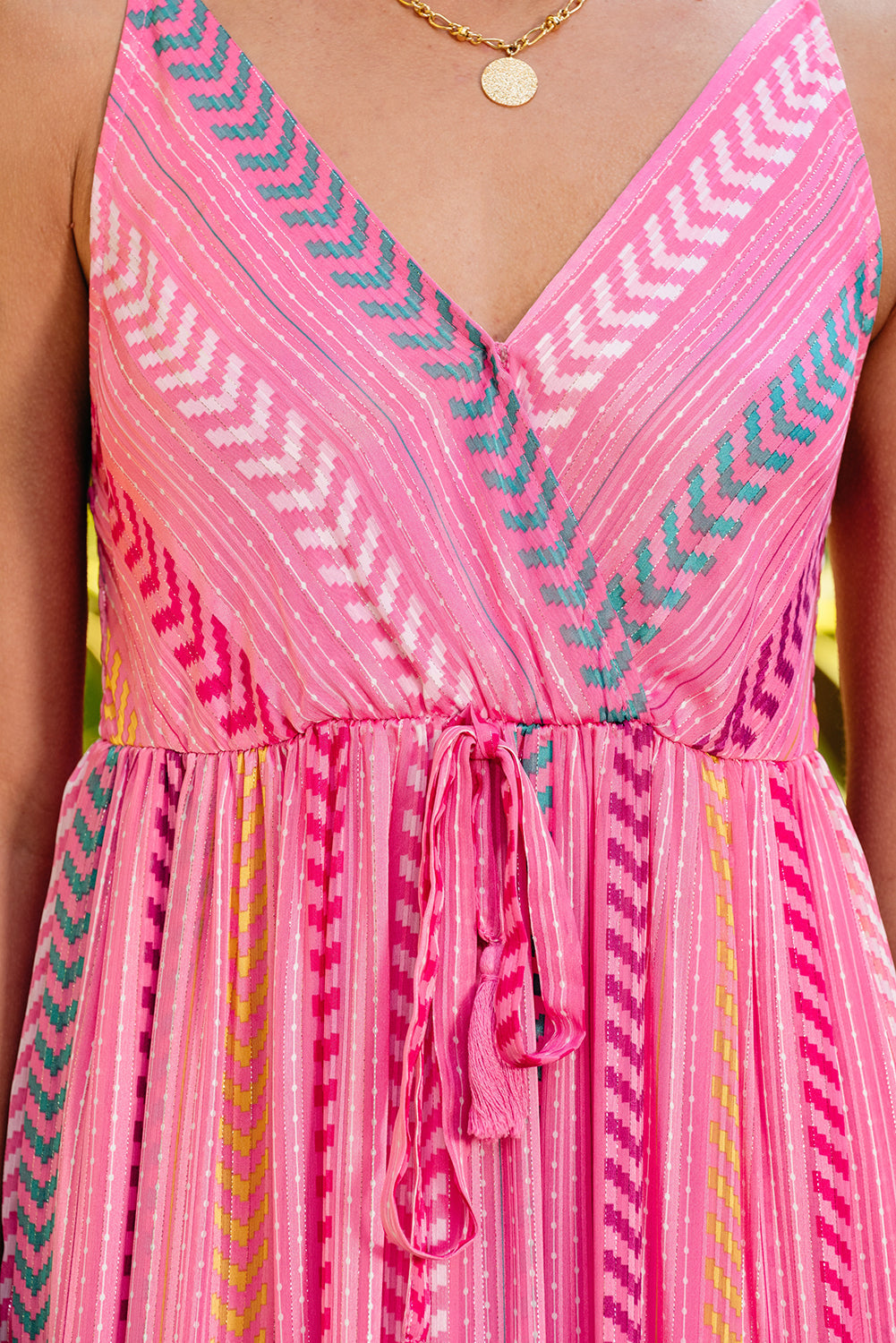 Women's Tassel Tie V Neck Wrap Maxi Dress
