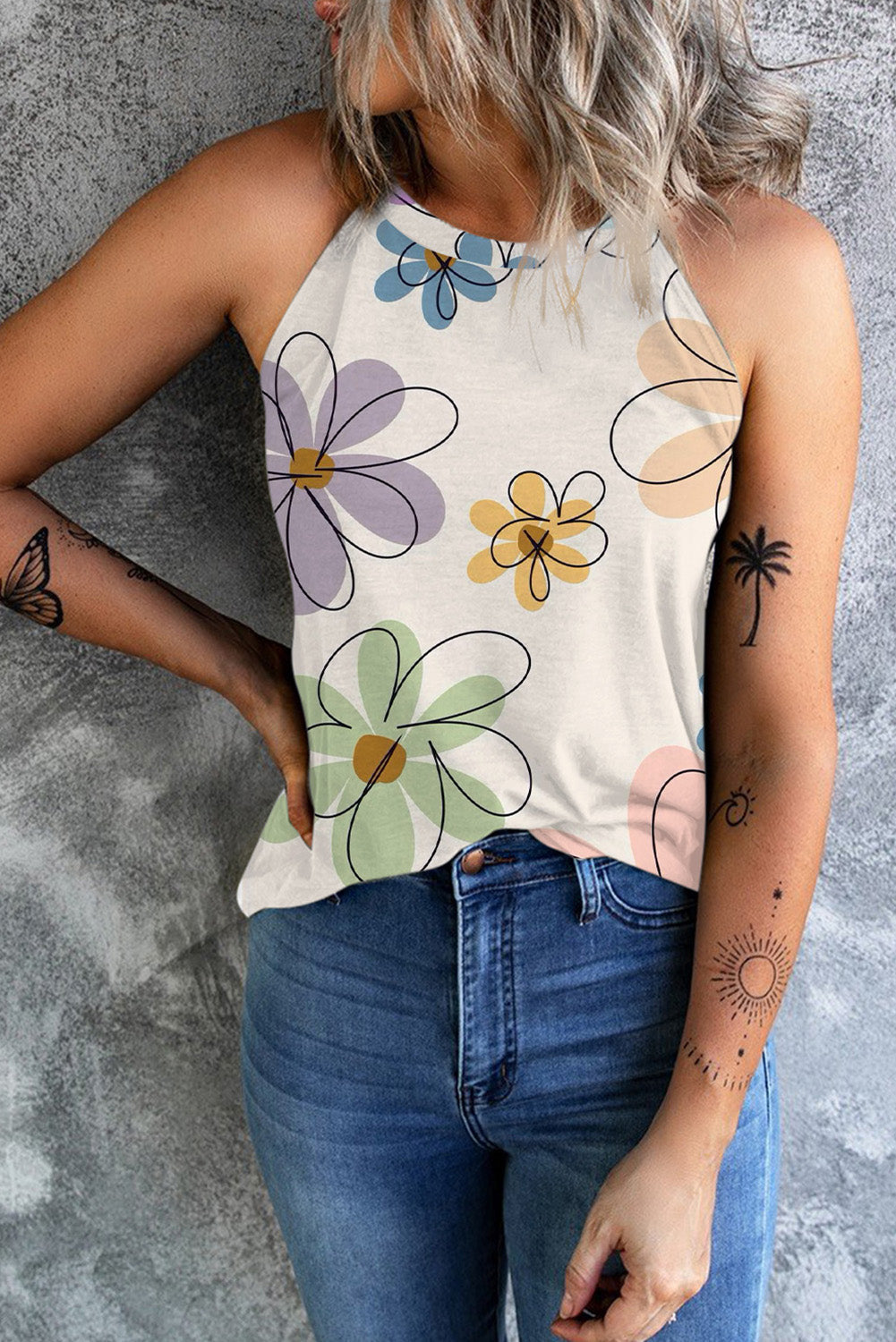 Tank Top for Women Sweet Floral-Print