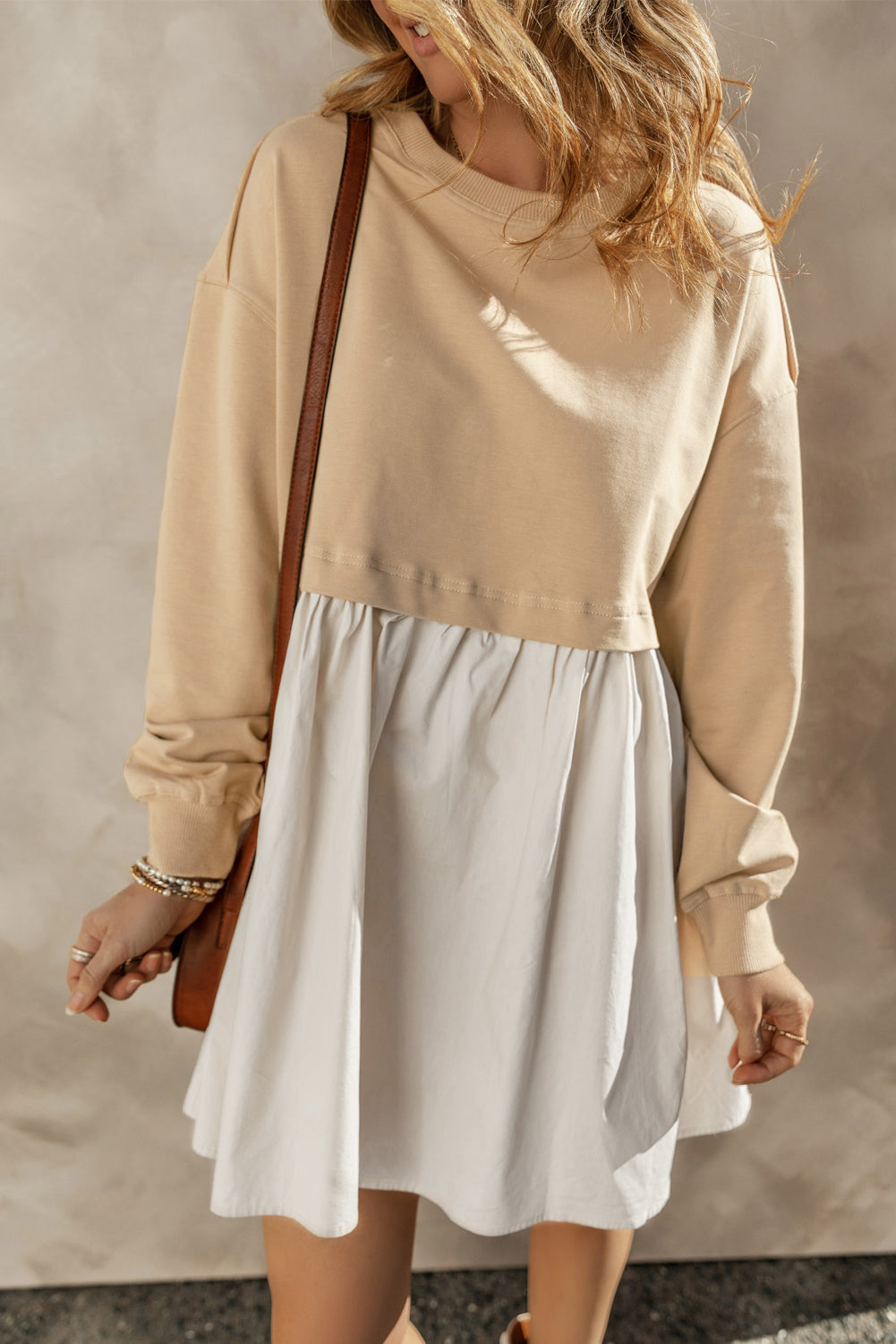 Mini Dress for Women Sweatshirt Poplin