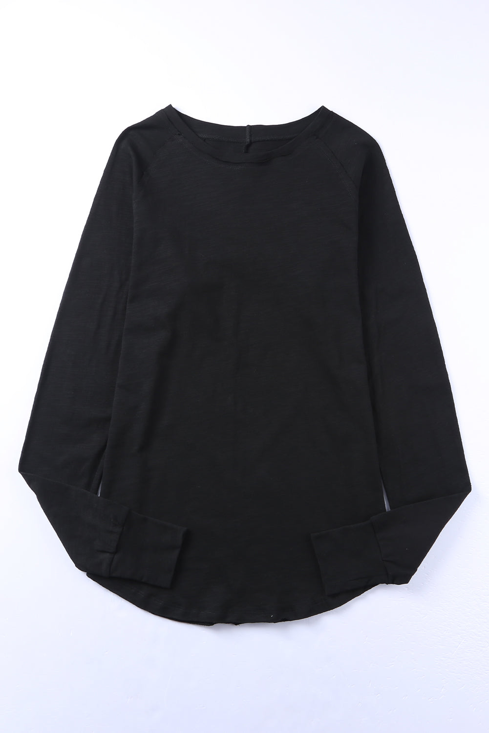 Top for Women Solid Crew Neck Long-Sleeve