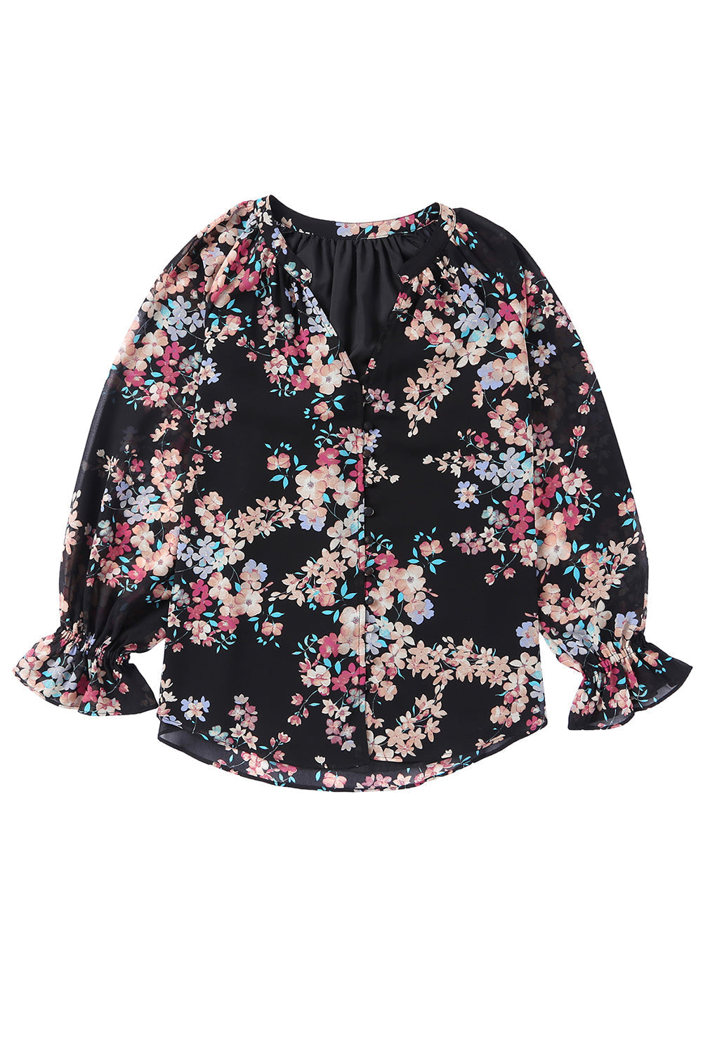Women's Wildflower Print Chiffon Blouse