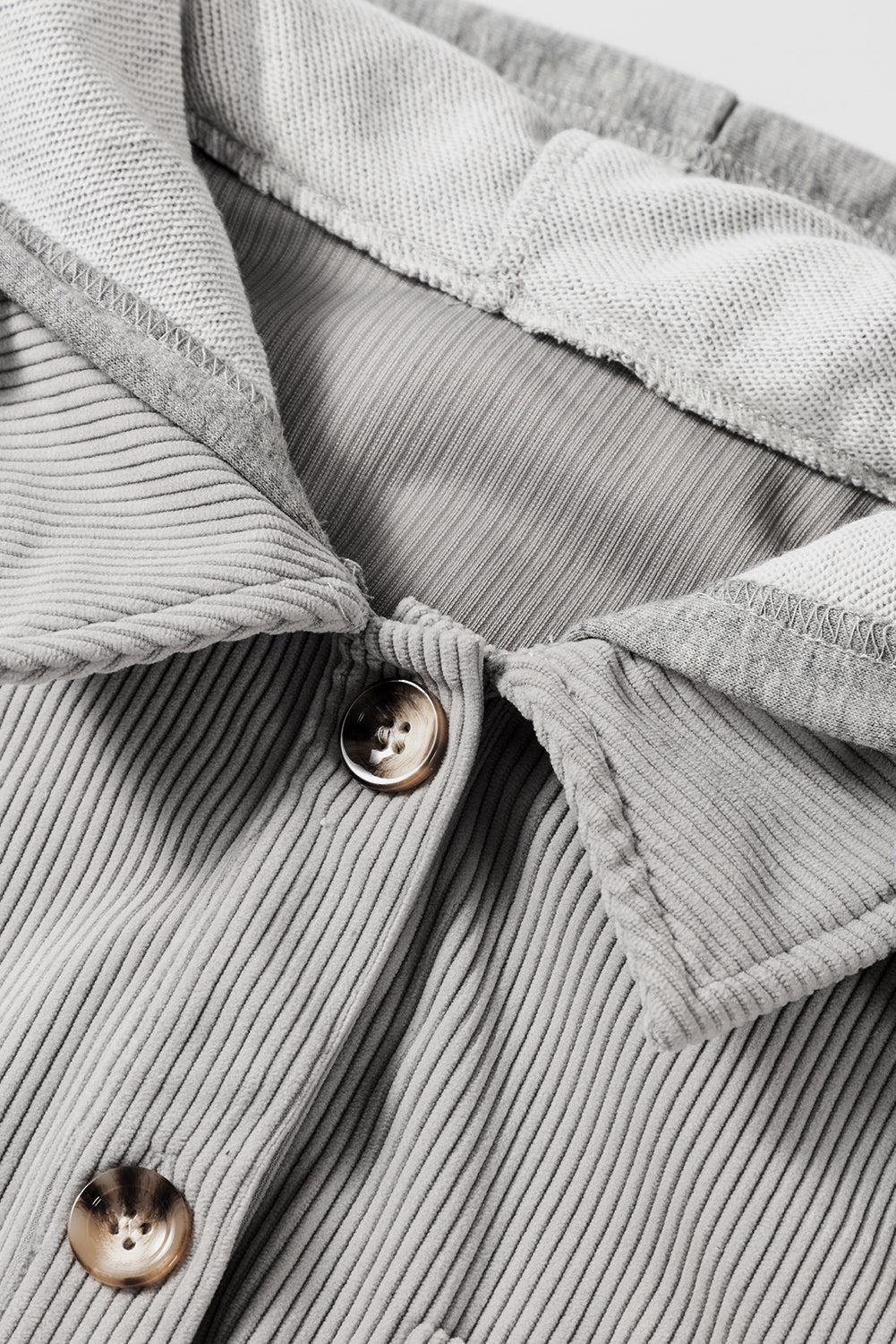 Hooded Drawstring Corduroy Shacket