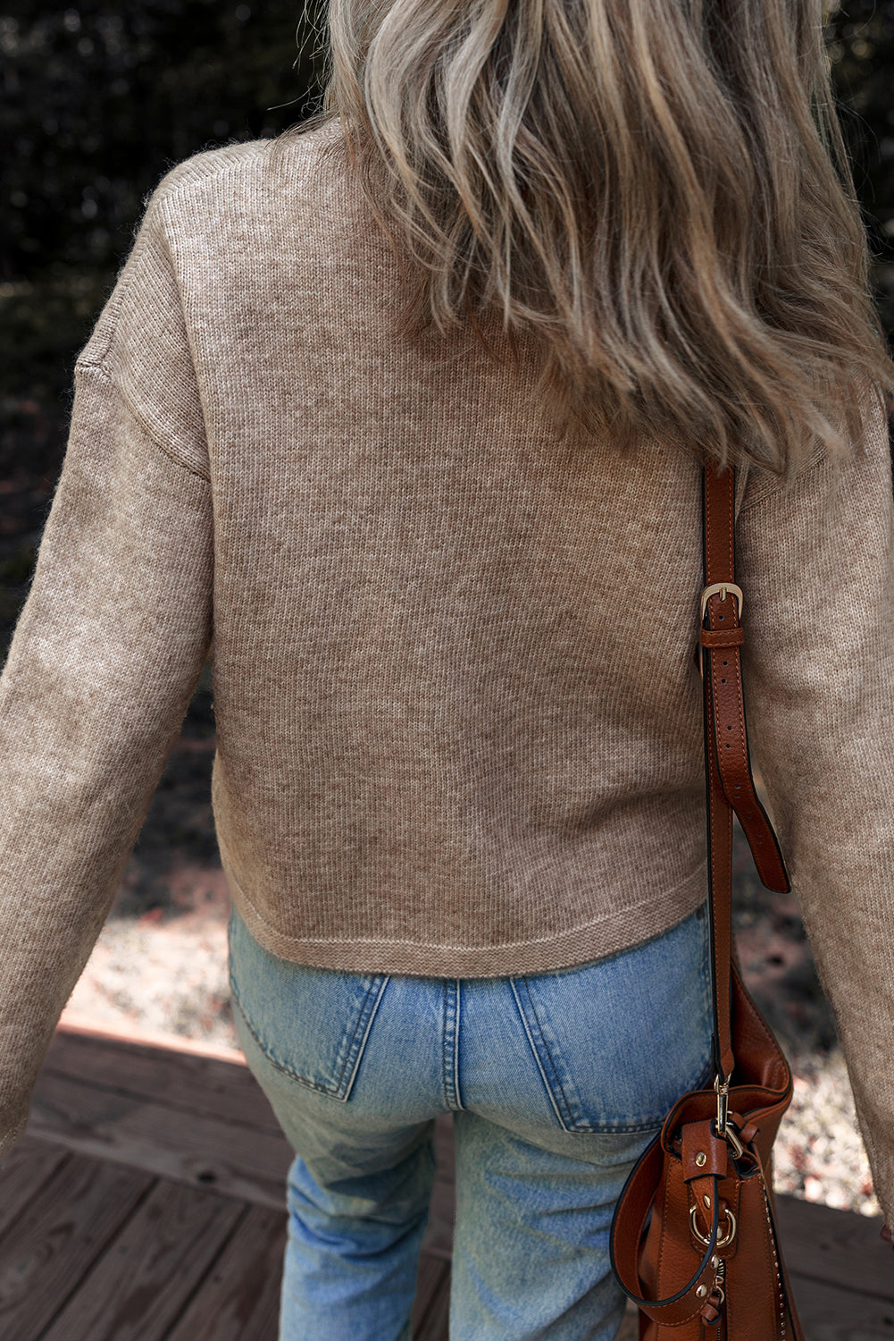 Colored Dot Contrast Dot Detail Drop-Shoulder Knit Top