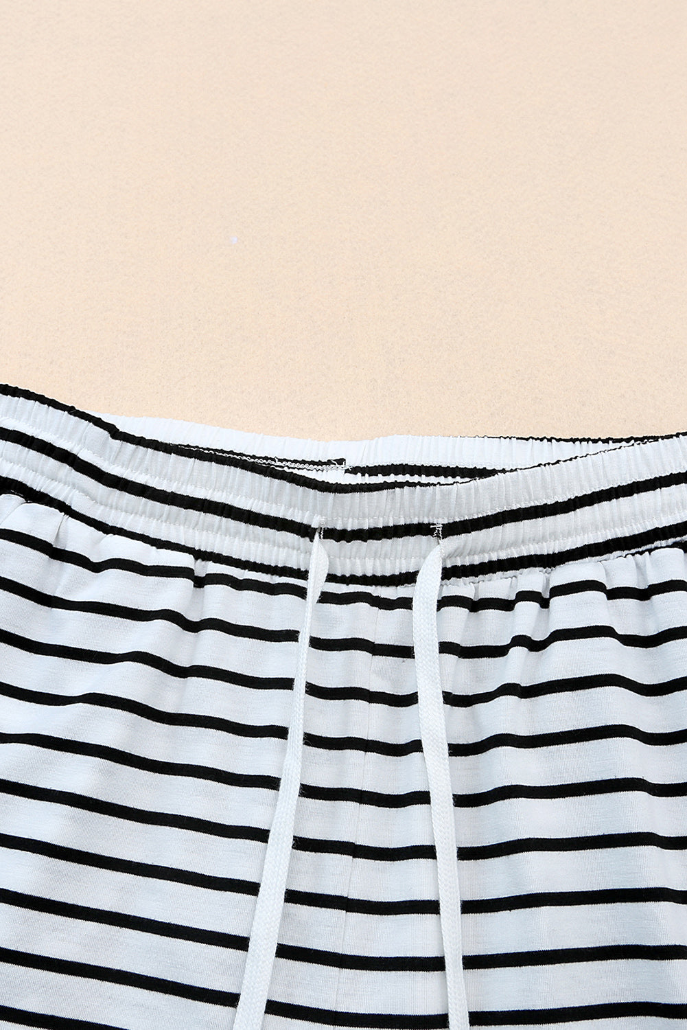 Women's Leg Pants with Drawcord Striped Wide
