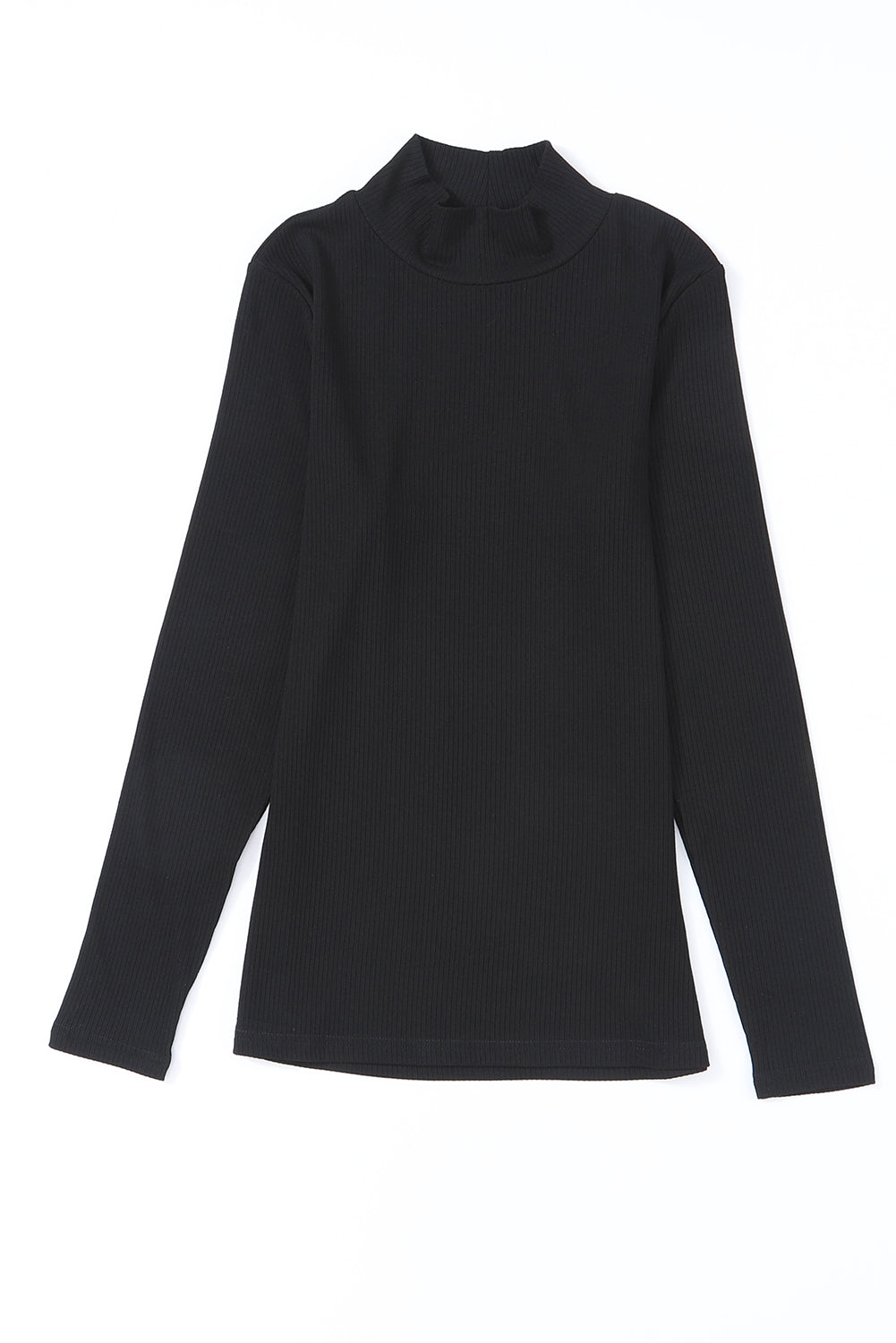 Women's Top Featuring Rib-Knitted Mock Neck Long-Sleeve