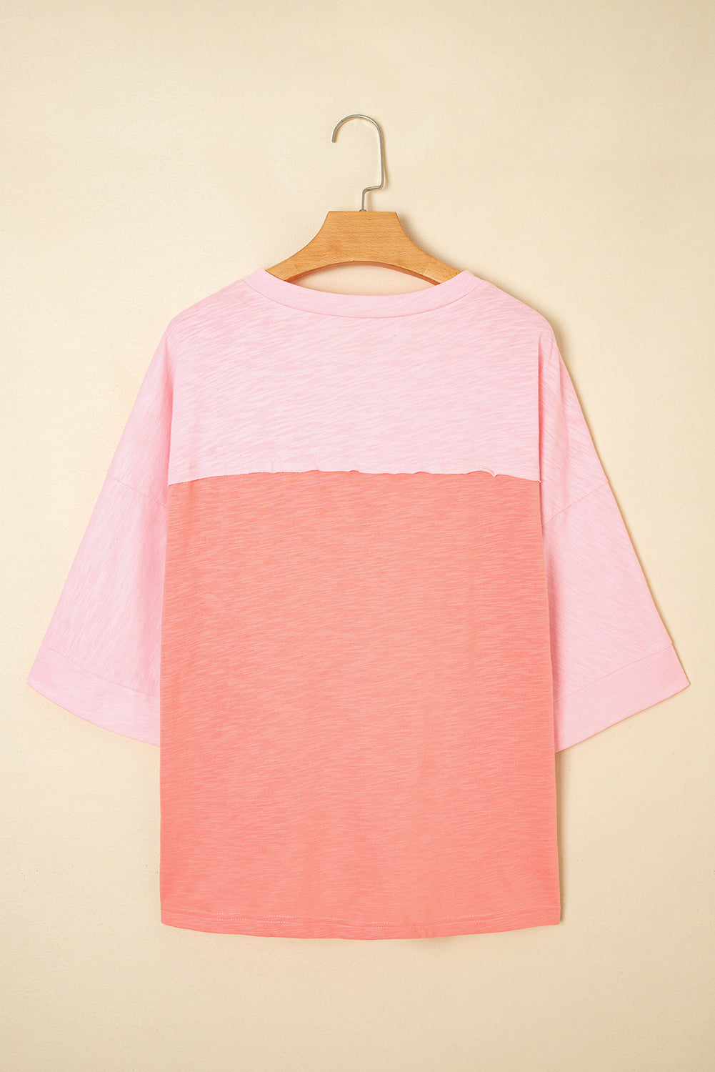 Exposed Flower Patched Seam Bracelet Sleeve Roomy T Shirt