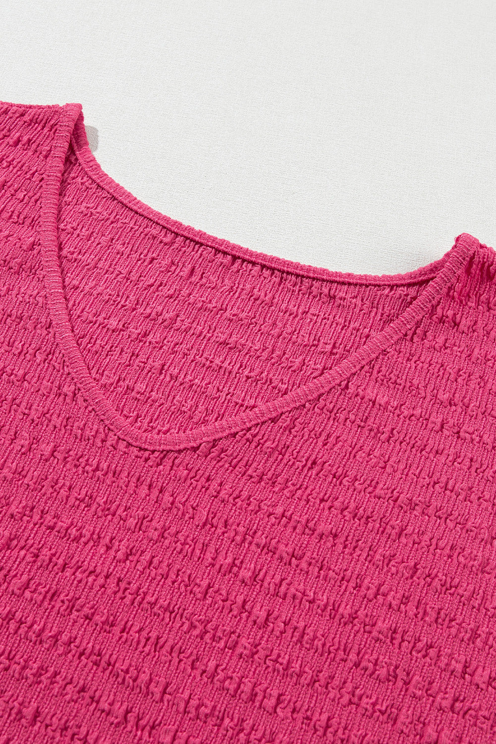 Women's Tee Featuring V Neck Textured Rolled Sleeve