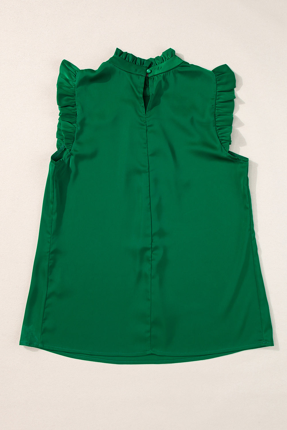 Women's Top with Trim Sleeveless Mock Frill-Trimmed
