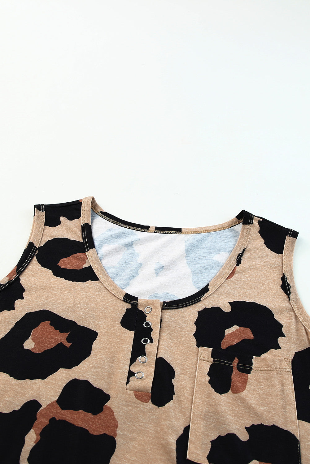Tank Top for Women Chest Button Neck