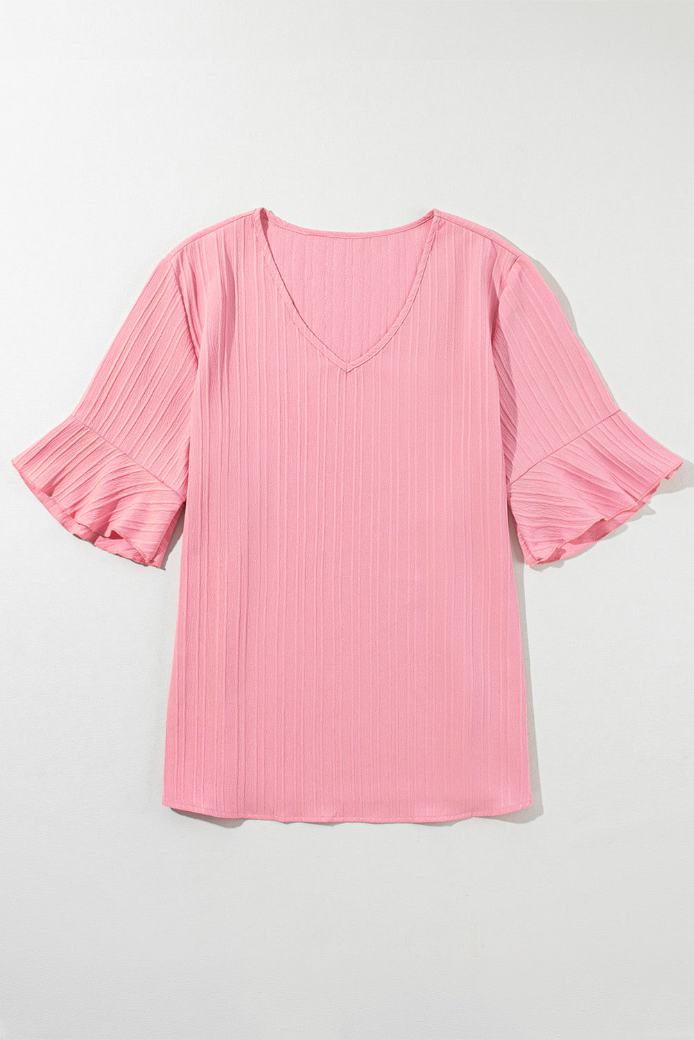 Women's Blouse Featuring Ruffle-Trimmed Half Sleeve Plus