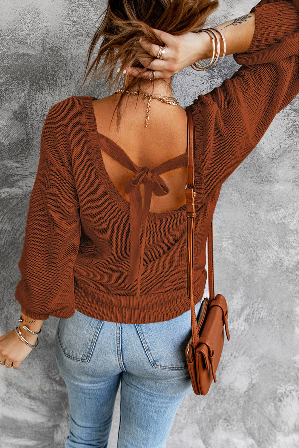 Sweater for Women Cut-out Dropped-Shoulder Back