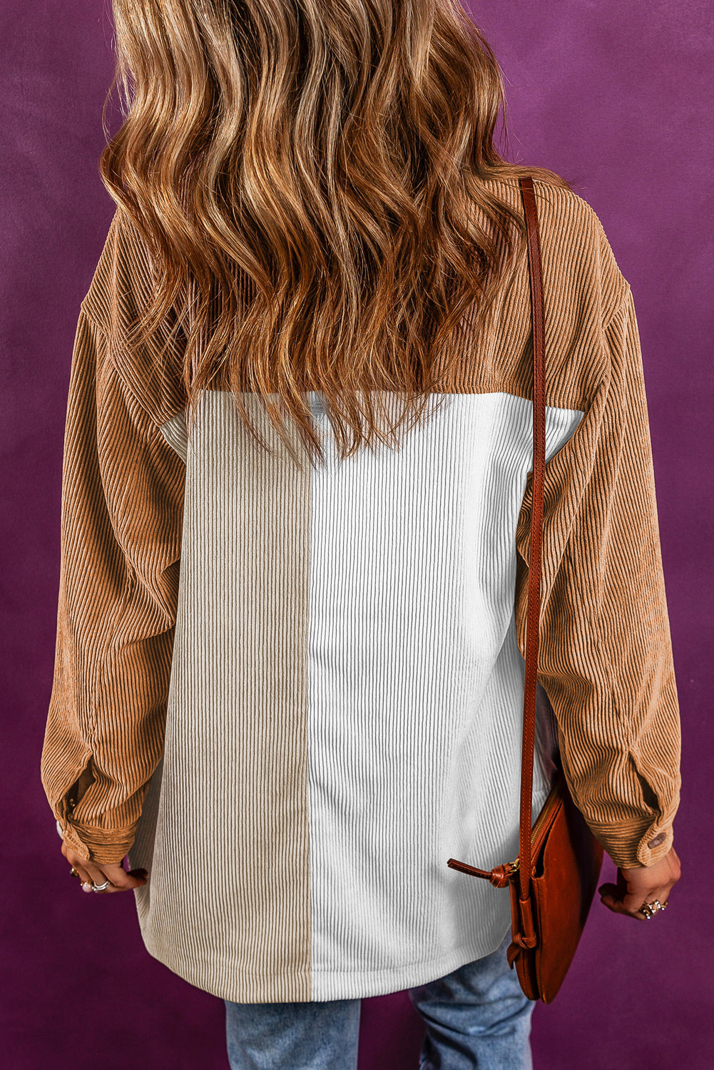 Women's Shacket Featuring Cord Loose Shirt
