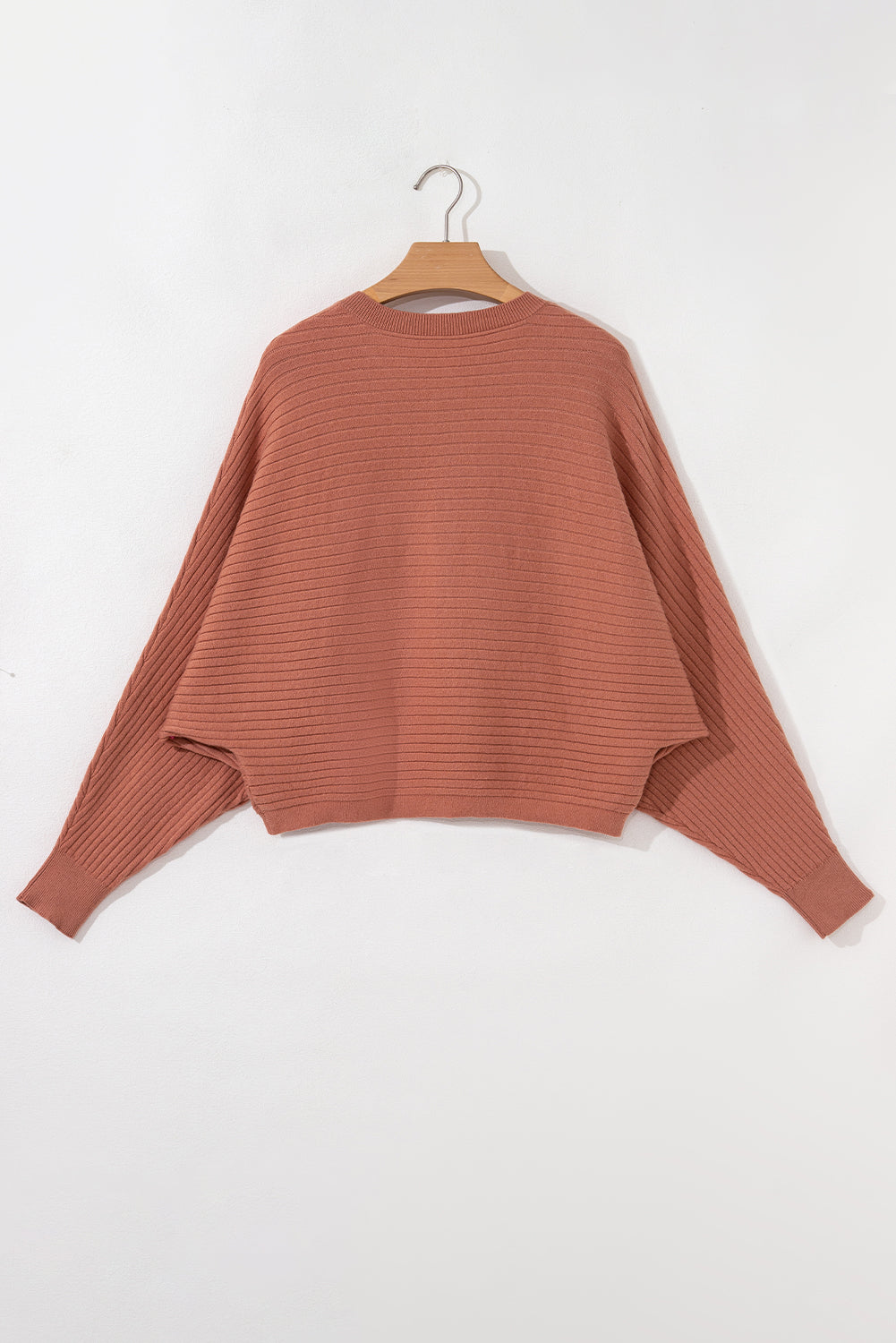 Button Wide Rib-Knit Front Dolman Sleeve Cardigan Knit Top
