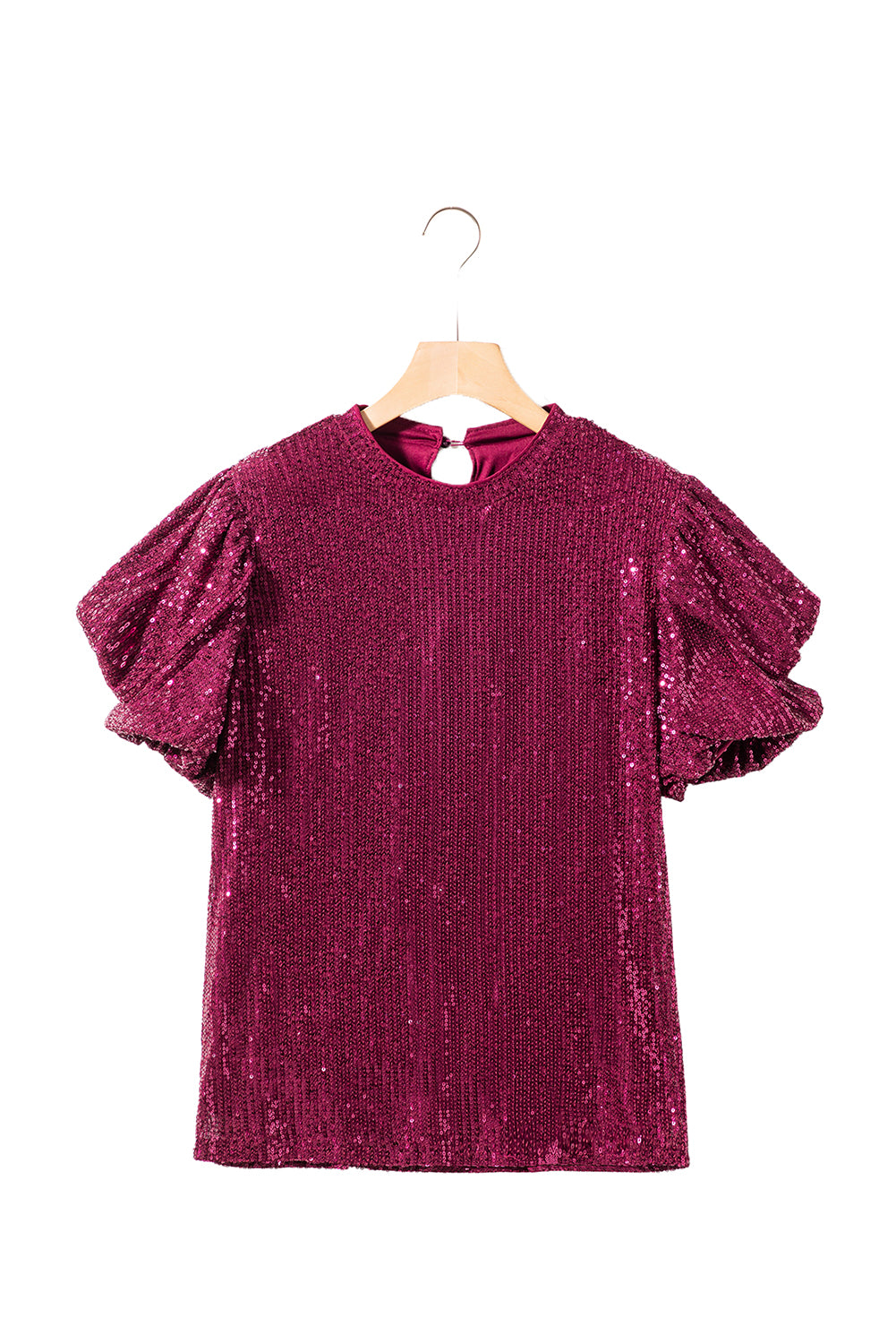 Women's Sleeve Sparkling Sequin Short Bubble Blouse