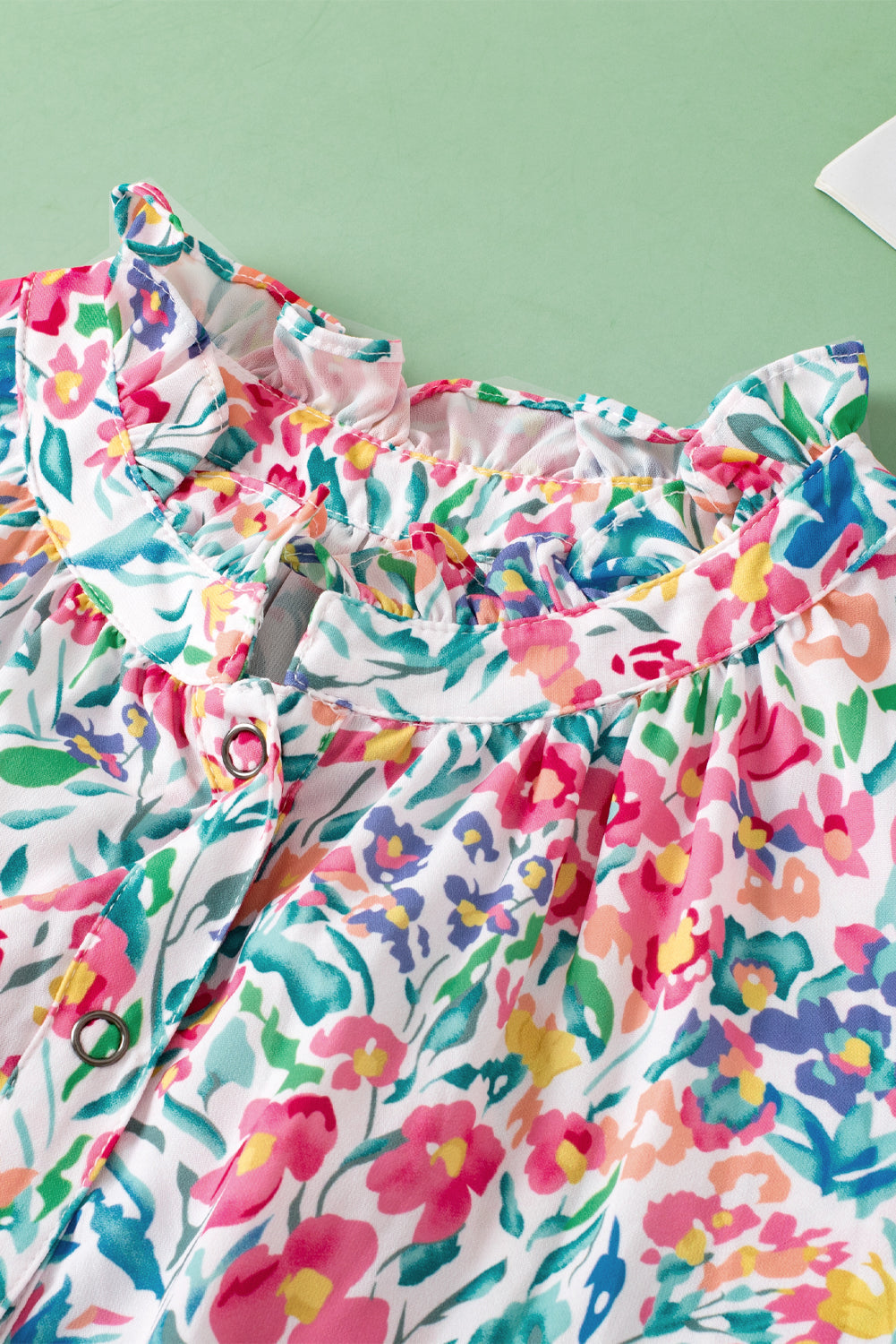 Women's Floral-Print Print Split Neck Balloon Sleeve Blouse