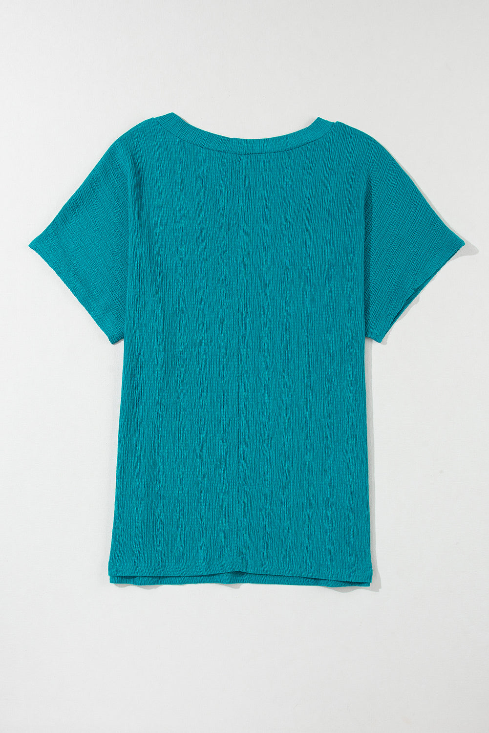 Women's T-shirt Featuring Wide Sleeve Crinkled V Neck