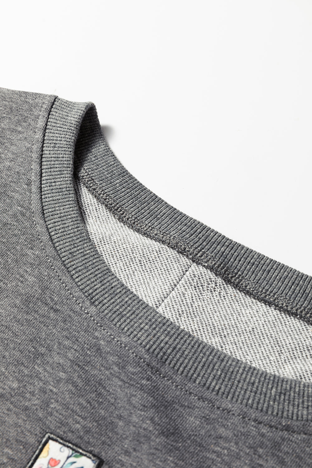 LOVE Graphic Exposed Seam Patchwork Uneven Hem Polished Sweatshirt