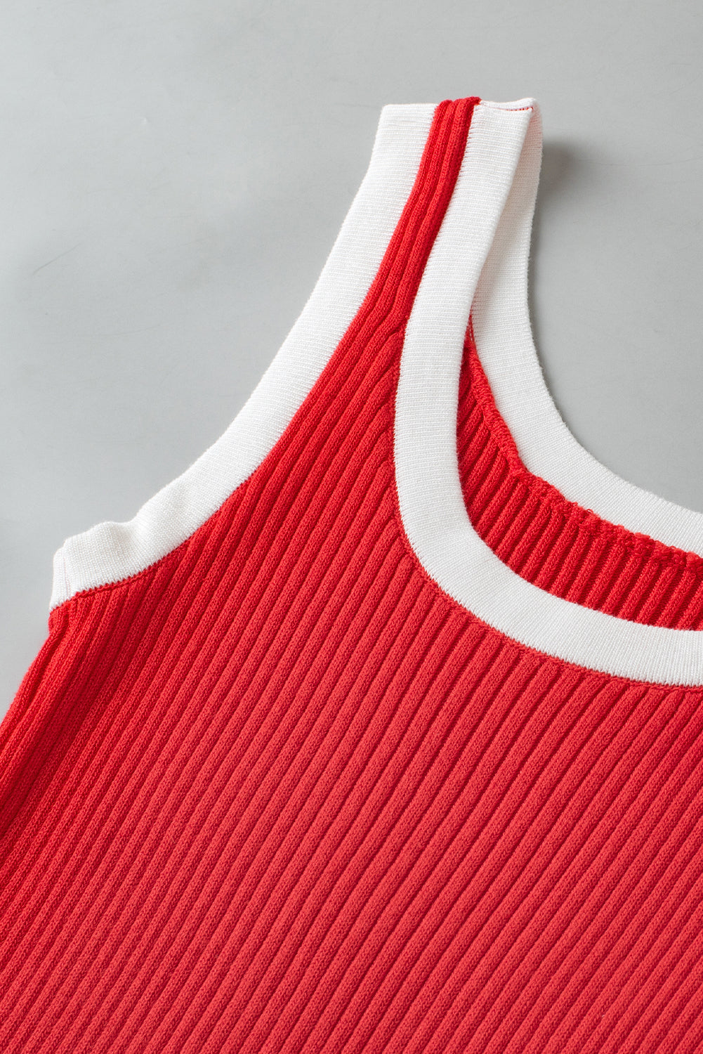 Women's Knitted U Neck Edge Rib-Knitted Tank Top