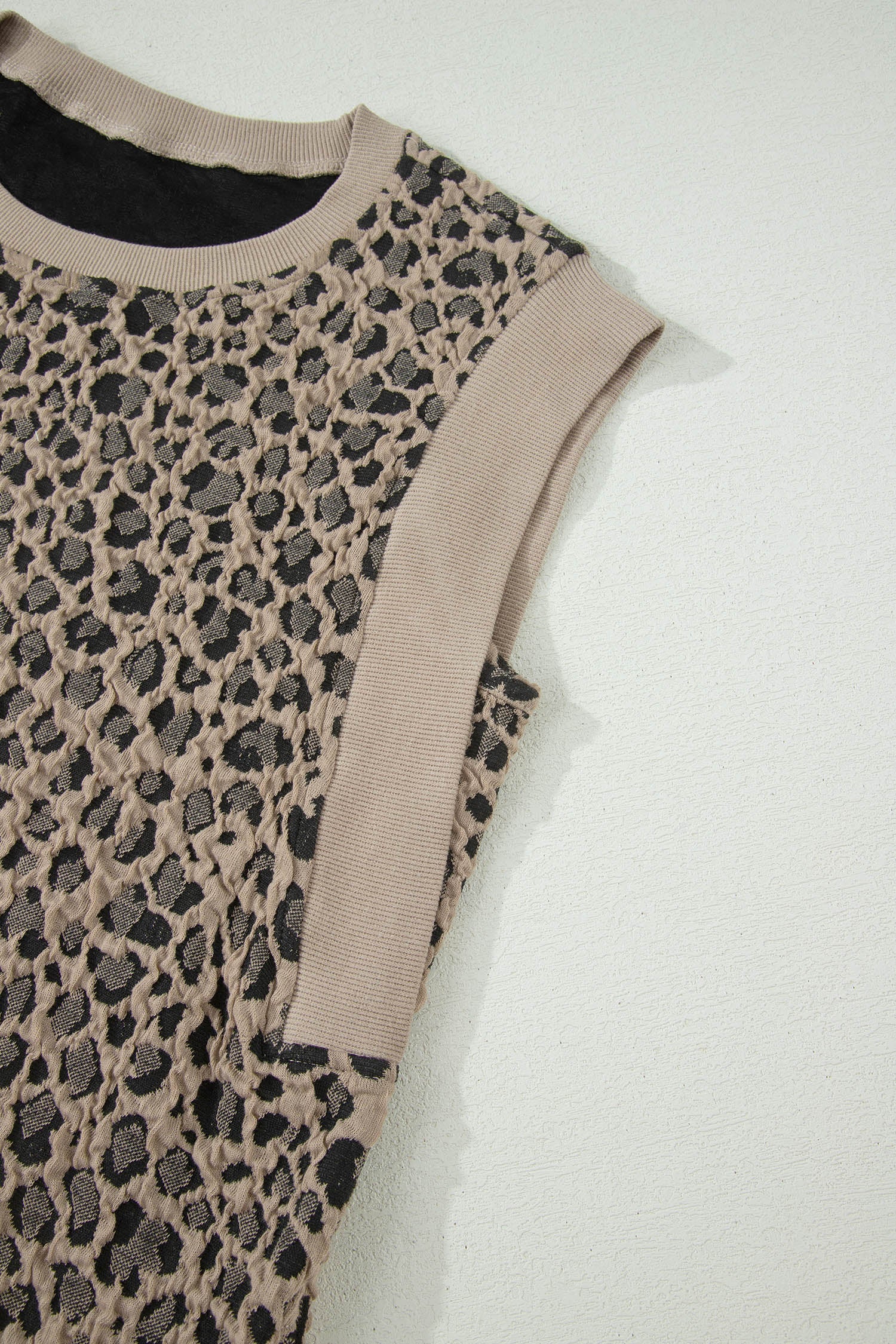 Leopard Textured Sleeveless Mini Dress Featuring Pockets