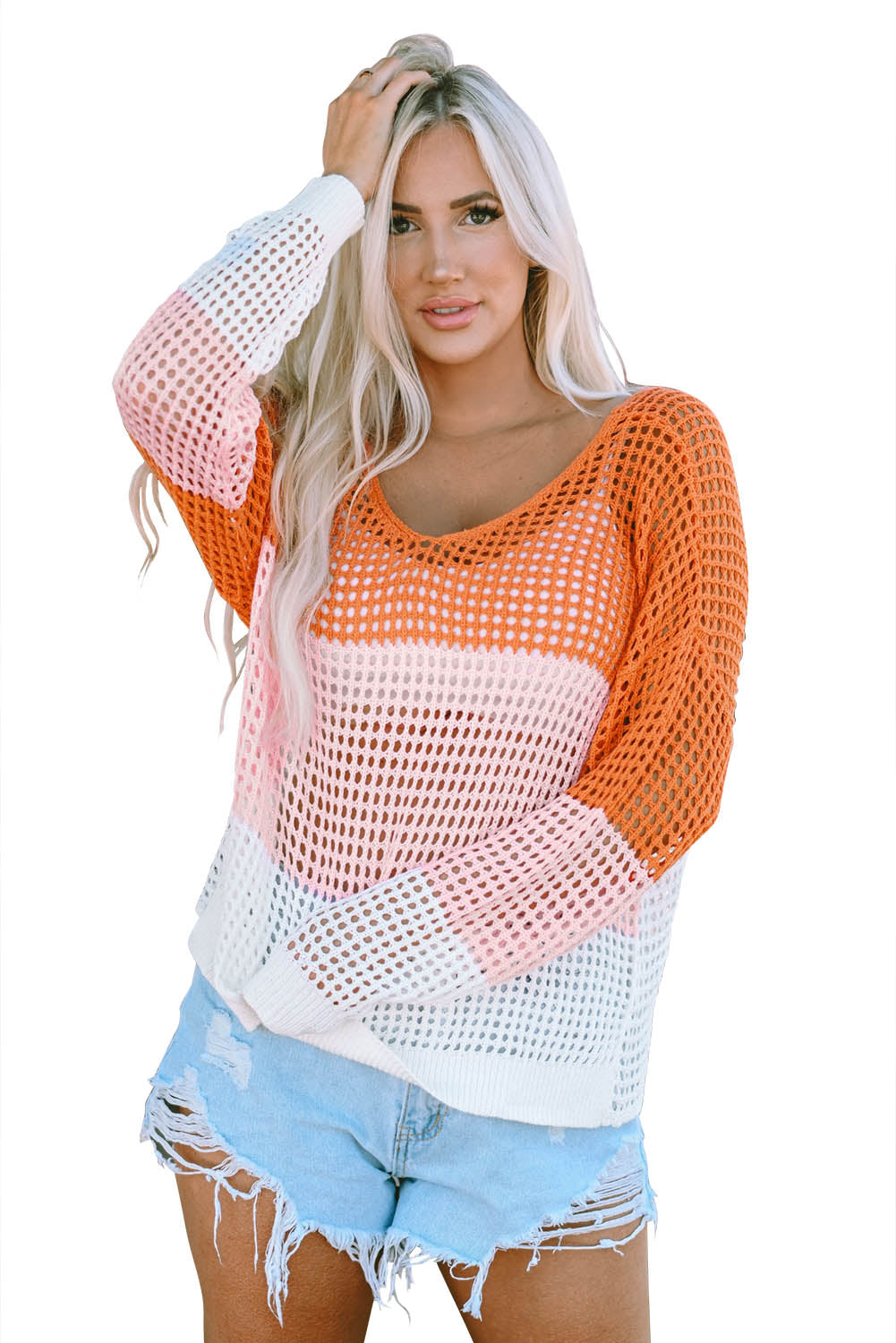 Women's Eyelet Twisted Back Knit Top