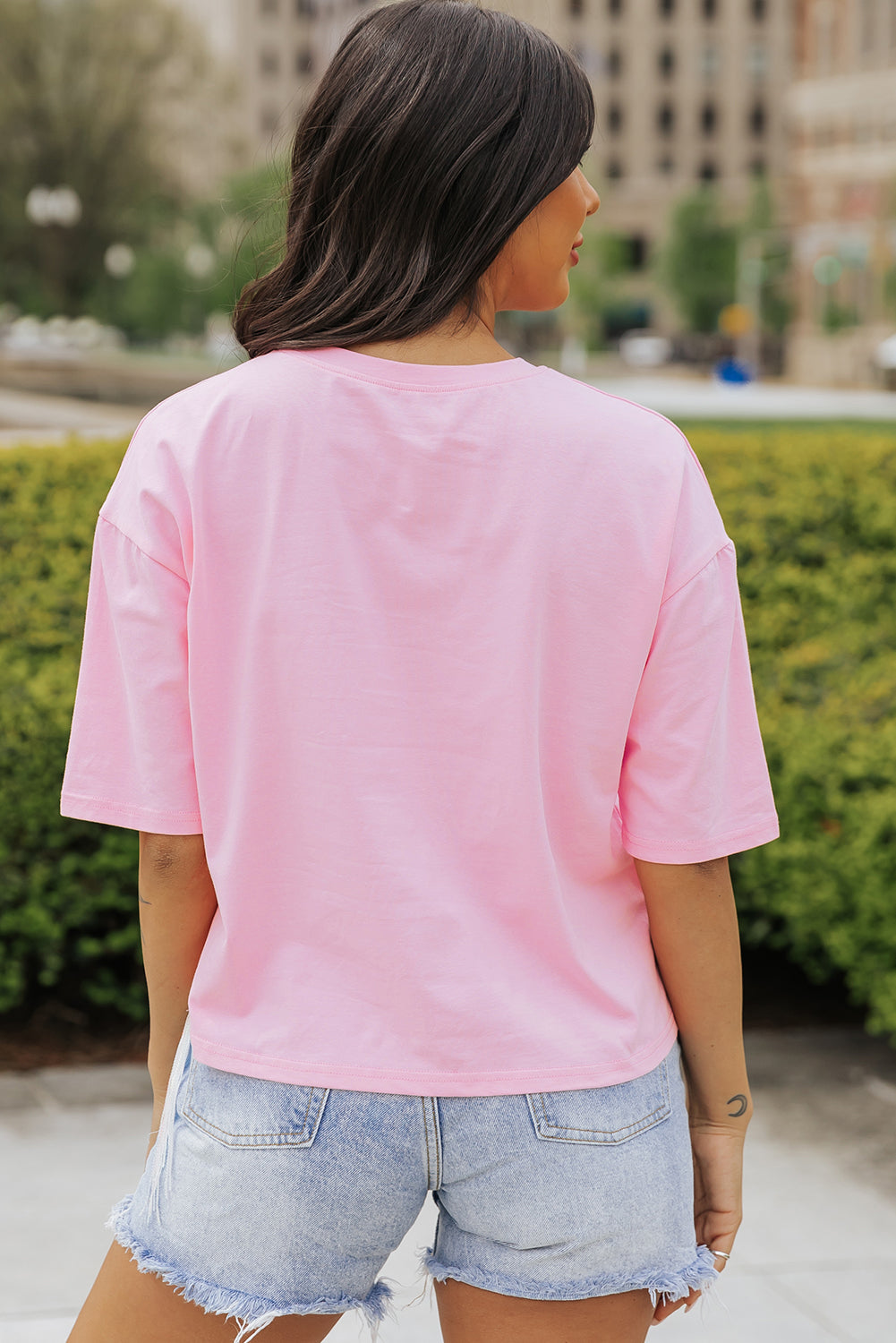 Women's Tee with Sequin Fringed Hem NASHVILE MUSIC CITY Graphic-Print