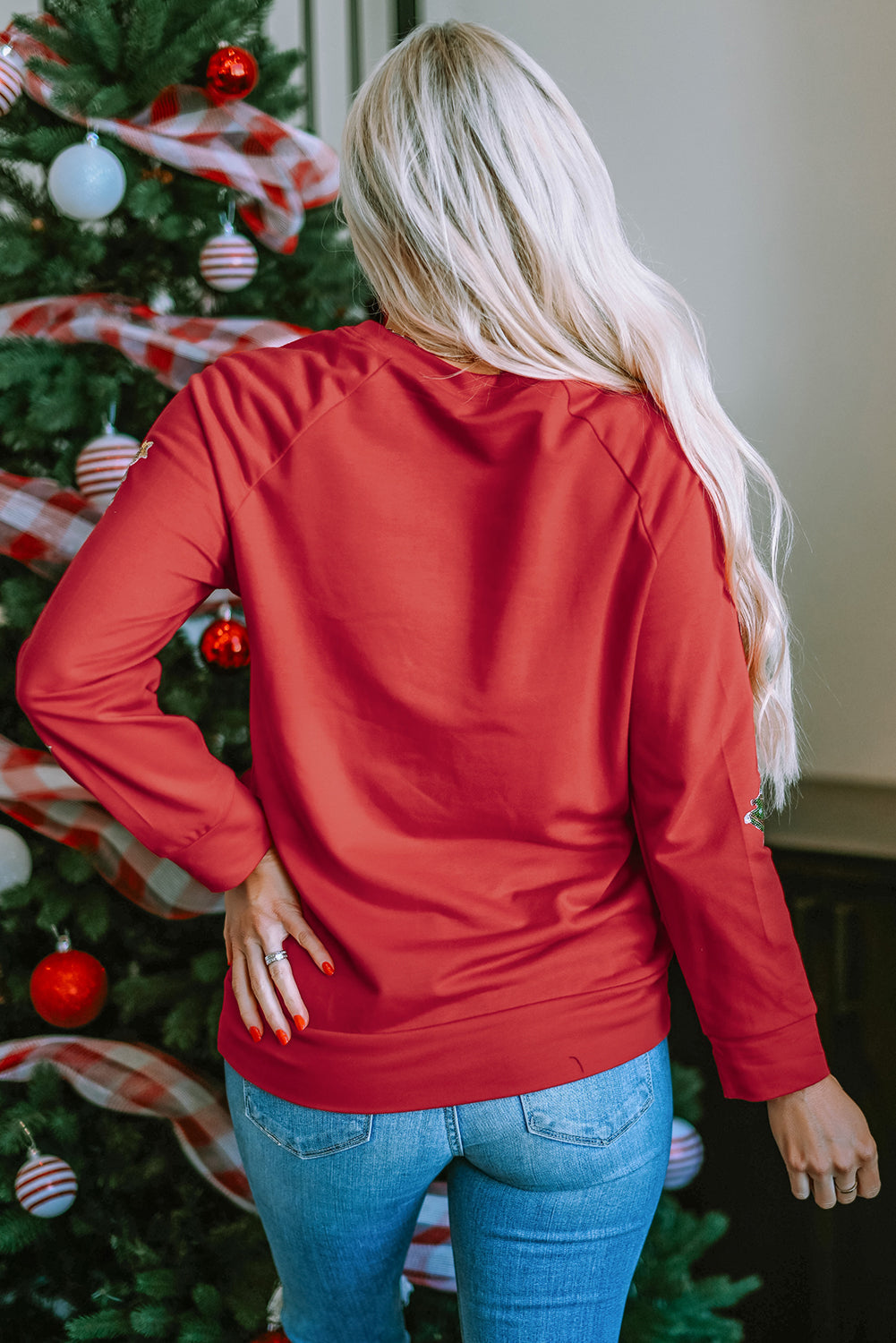 Women's Christmas Tree Raglan-Sleeve Sweatshirt