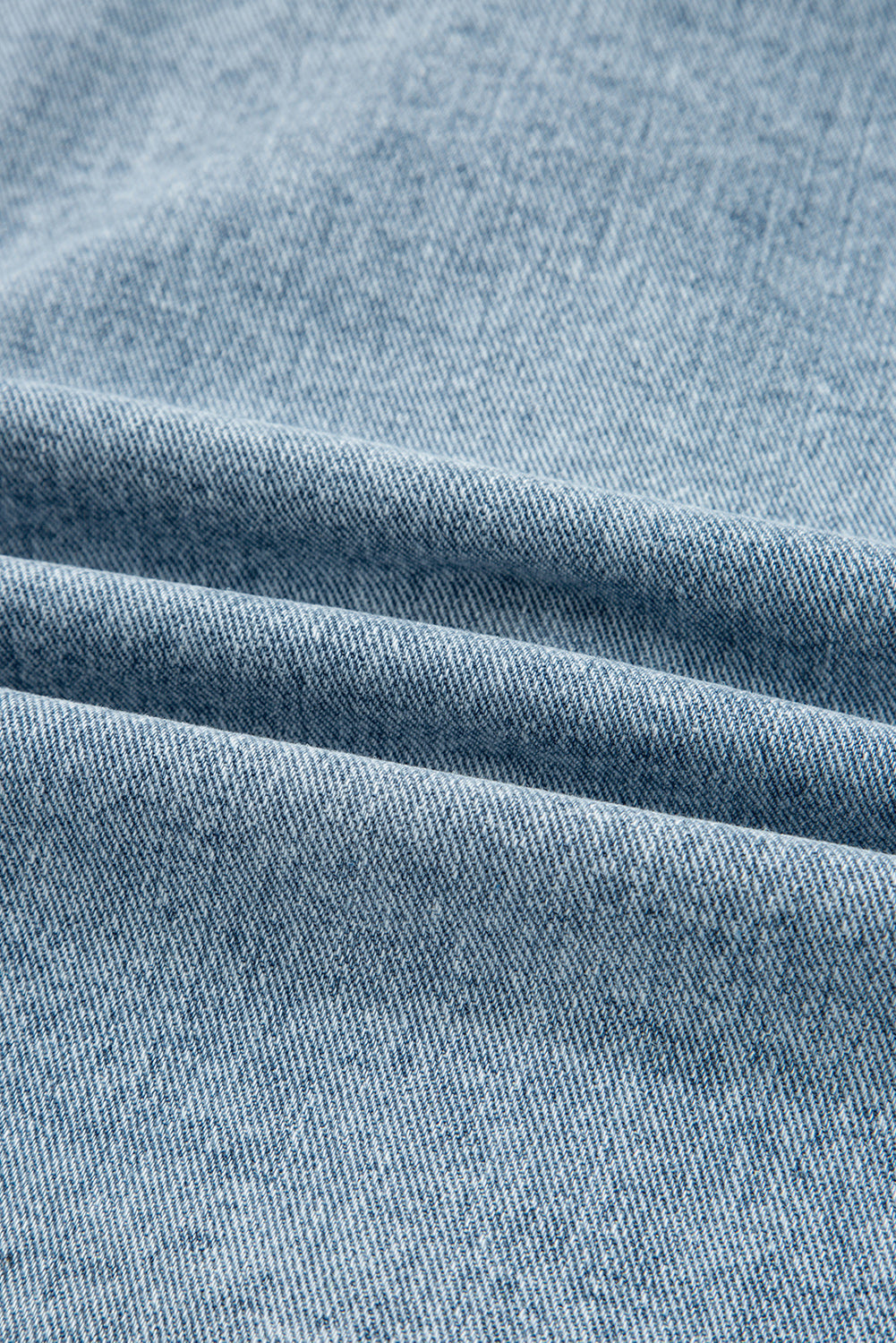 Scallop Patched Trim Collar Pocket Button-Front Denim Jacket