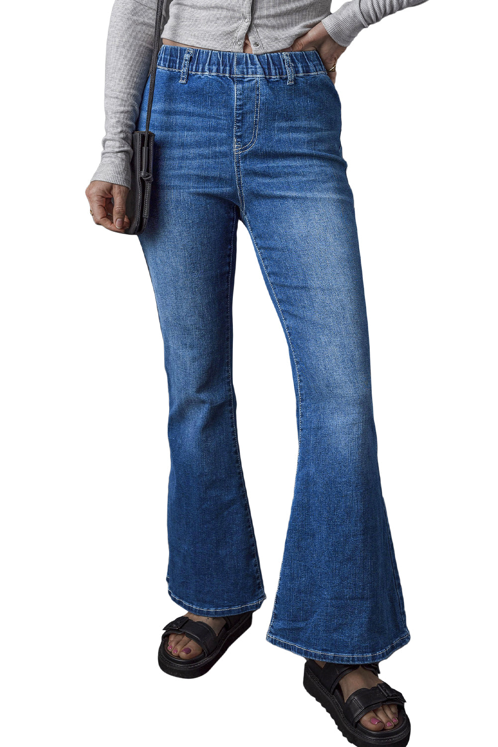 Women's Elastic High-Rise Flare Jeans