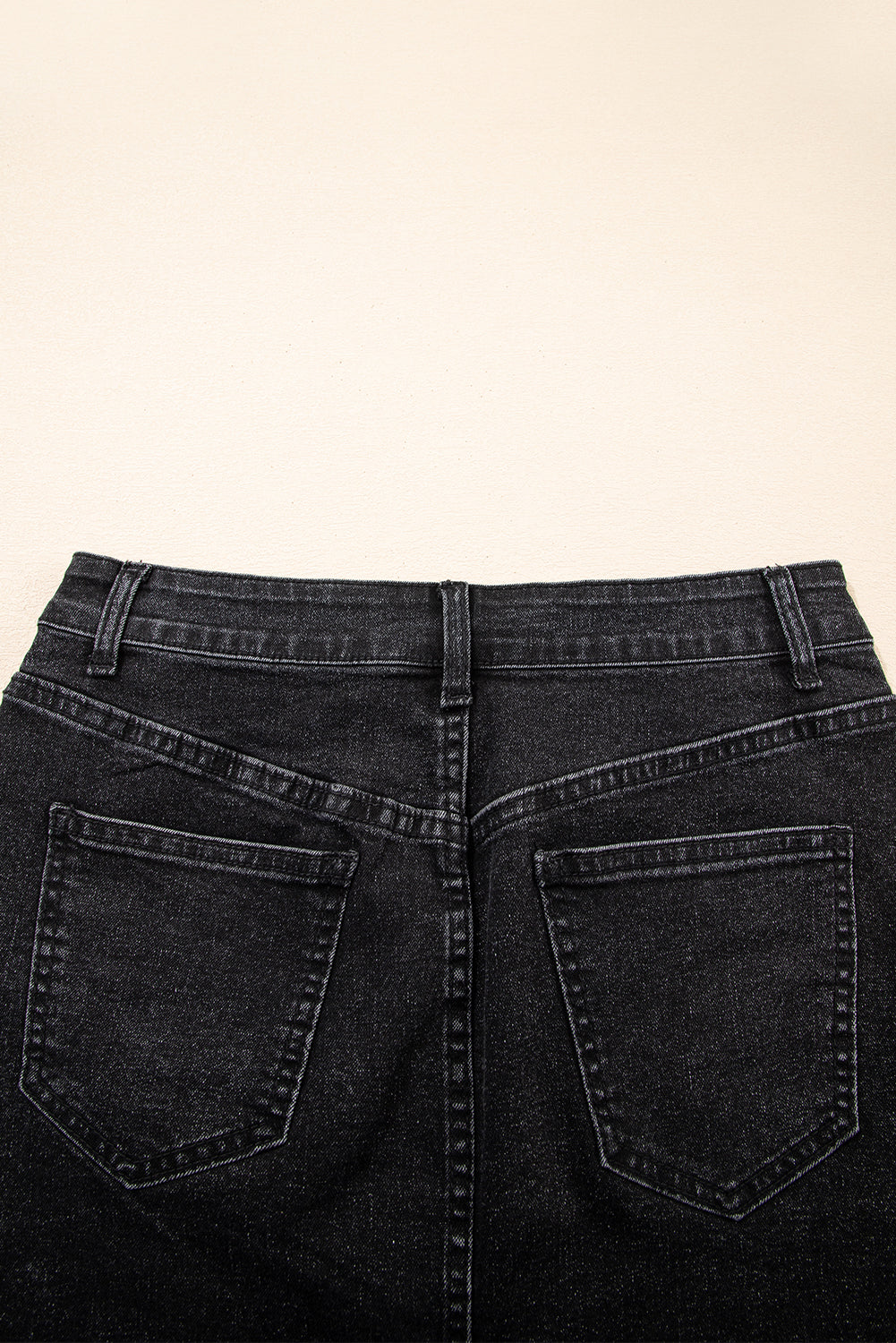 Mineral Carbon Grey Wash Ripped Raw Hem Denim Mini Skirt