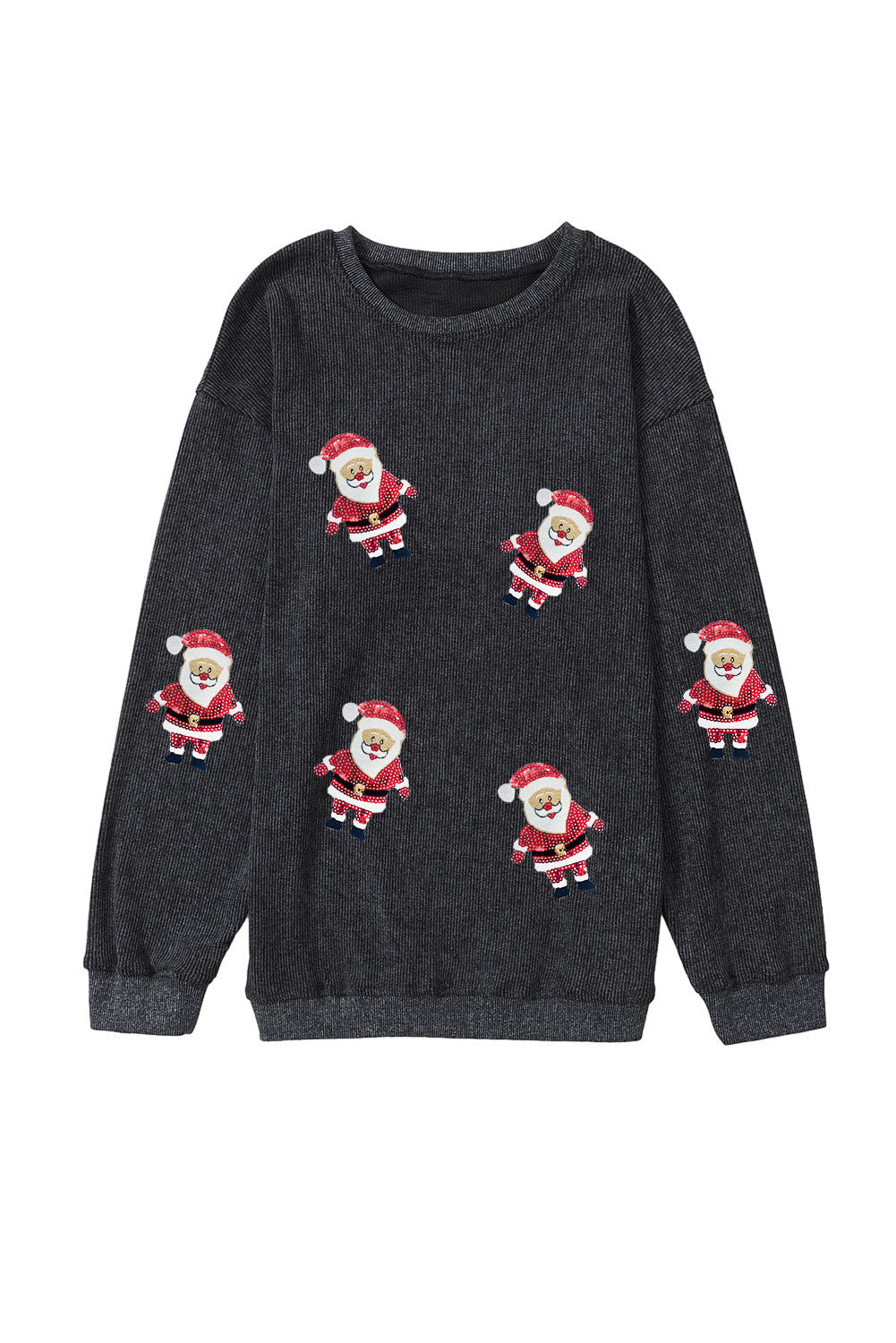 Women's Graphic Sweatshirt with Sequined Santa Claus