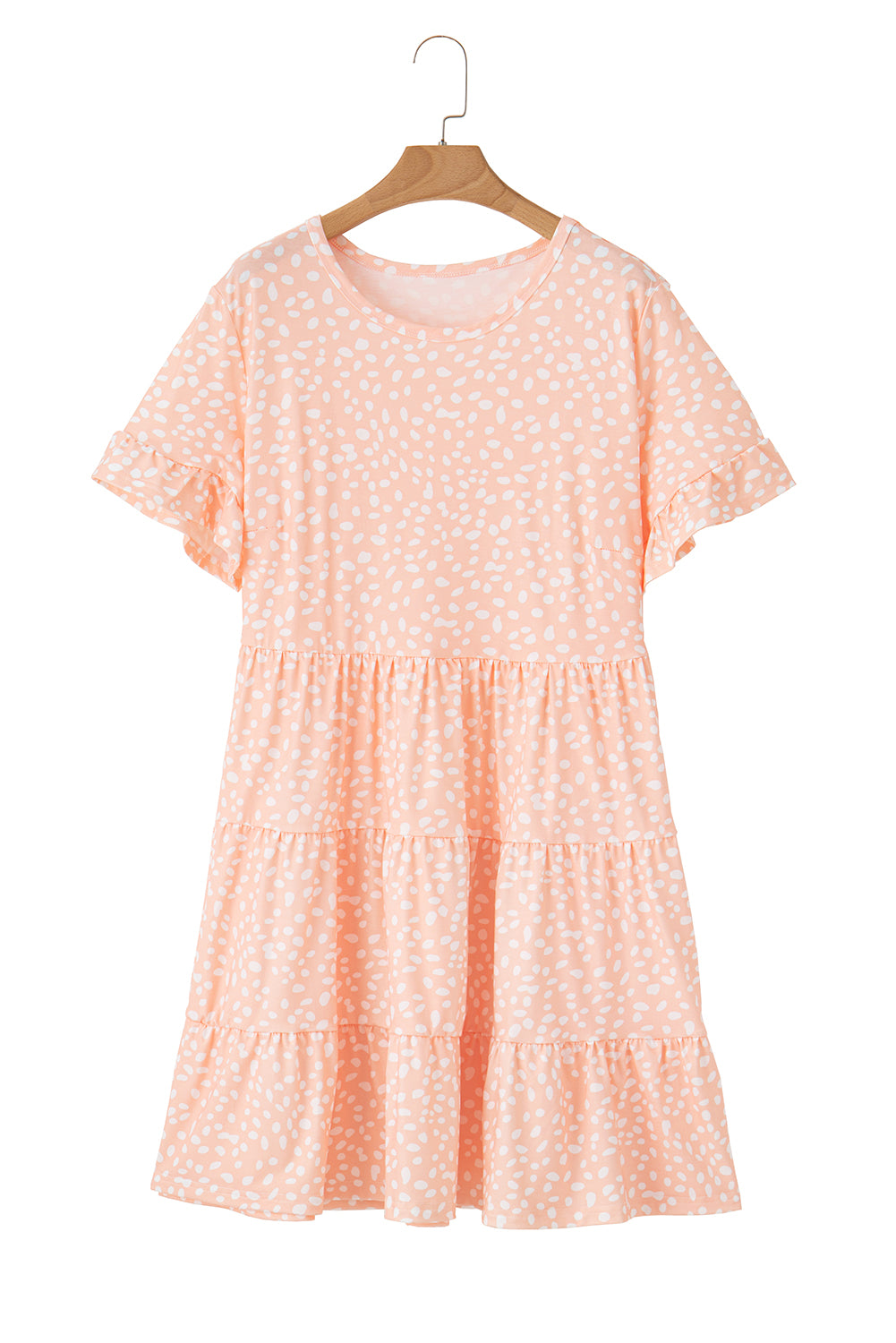 Women's Dress with Cheetah Ruffle-Trimmed Plus Size